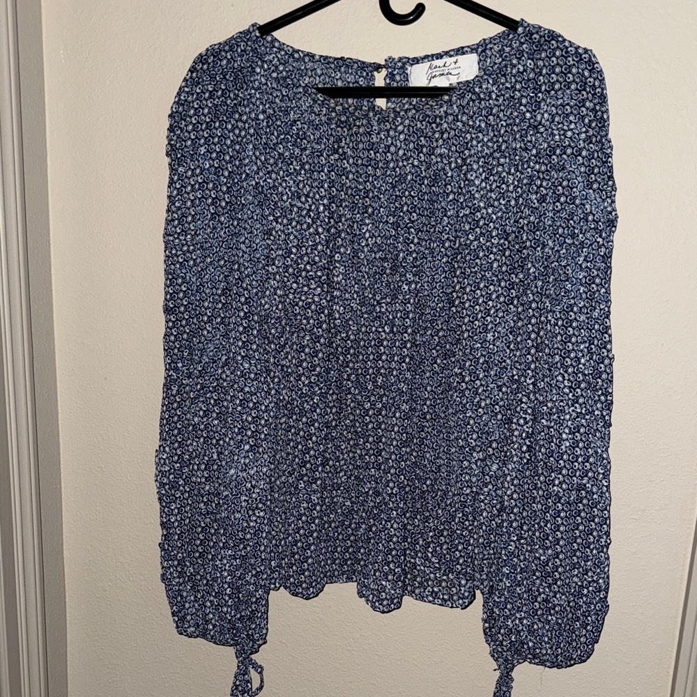 Badgley Mischka Navy Blouse
